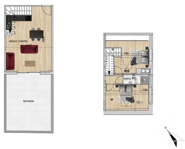 Appartement F2 à vendre - 3 pièces - 46,13 m2 - Vinzier - 74 - RHONE-ALPES